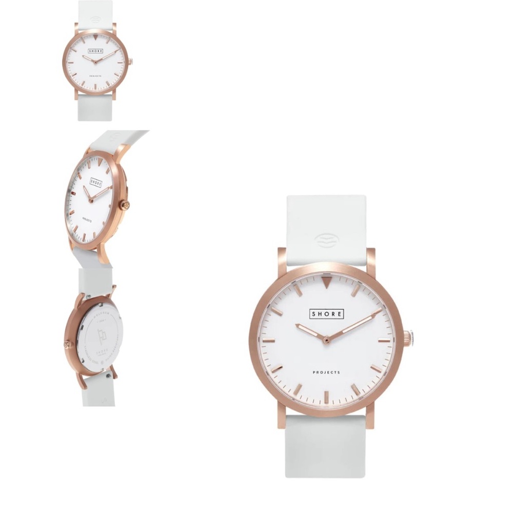 SHORE PROJECTS Holkham Watch with Rose Gold, Tan and White Bands